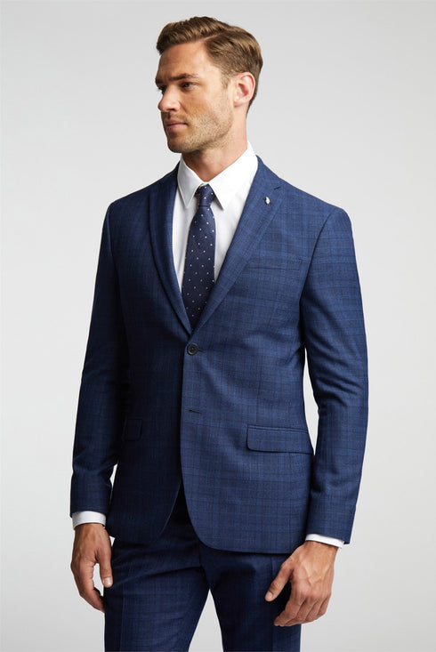 CANISJ-Suits-CANIS NAVY GRID CHECK REG JKT- Ted Baker Romania